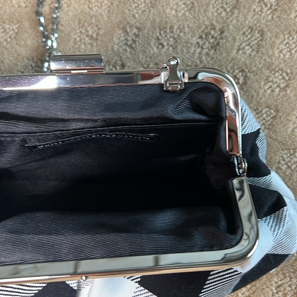 White House Black Market Black & White Check Gingham Crossbody Clutch - Picture 4 of 9